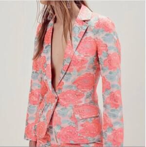For Love & Lemons Jackpot Brocade Floral Metallic Blazer NWT Pink Jacquard S